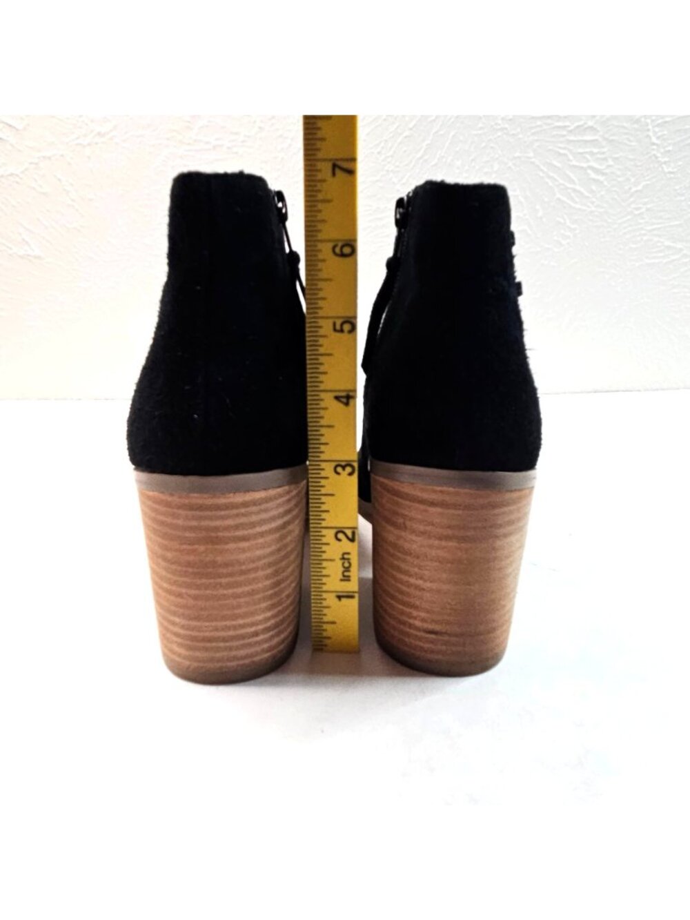 Sole Society Peep Toe Boots Suede Black Boho Western Block Heel Ankle Boots 7.5 - Picture 4 of 13